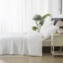 MEEALLHOME Parure de lit à rayures verticales blanc - 1 housse 140 x 200 cm et 1 taie 65 x 65 cm image 1