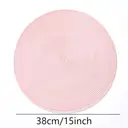 PP Round Placemat
Light Pink，Set of 6 Round Braided Placemats Table Mats for Dining Tables Washable Non-Slip Place Mats 15 inch for Home Decoration image 5