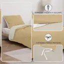 MENDALE Housse de couette  - Ensemble de literie de qualité supérieure - Housse de couette 140*200 cm avec taie d'oreiller 65*65 cm - Microfibre douce brossée - Blanc cassé et kaki image 4