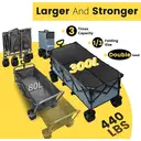 Sekey XXXL Bolderkar, opvouwbaar, 300 l, 200 kg belastbaar, opvouwbare bolderkar, 17 x 10 cm, extra brede banden, voor alle terreinen, gepatenteerd inklapbaar uit vier richtingen, XXXL-Super 4013, Blauw met grijs image 1