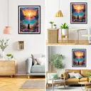 JU7CER Kit de broderie diamant 5D Chat noir et coucher de soleil - 30 x 40 cm image 2