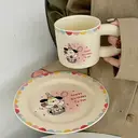 Cute cartoon puppy birthday ceramic plate and mug set, suitable for gifting Strawberry Cake + Candle Cake Plates and Mugs 4-Piece Set (2 Plates + 2 Mugs) image 4