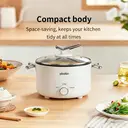 Plodon Electric Hot Pot 2.0L Portable Multifunctional Non-stick Cooking Pot, 1000W Rapid Noodles Electric Pot Wok Slow Cooker for Steak, Egg, Ramen, Oatmeal Soup with Dual Power Control image 4