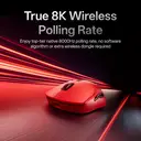 RAPOO VT2 MAX Wireless Gaming Mouse, True 8K Wireless Polling Rate, 53g Lightweight, Up to 750 Hr Battery, Nordic nRF54L15 MCU, 120-Million Optical Switch, 10 Programmable Buttons, Macro Enabled - Red image 1