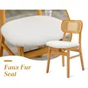 chairus Rattan Dining Chairs Set of 2 Kitchen Side Chairs with Wood Legs for Dining Room, Faux Fur Beige image 3