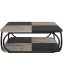 LANTINE Table basse carrée industrielle 100 x 100 x 50 cm Rangement 2 niveaux Bois et cadre métallique Noir Marron rustique image 5