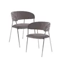 Interiors by Premier Dining Chair Tamzin Panelled Velvet Grey/Chrome 2pcs image 0