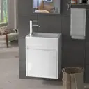 UEV Waschbecken mit Unterschrank, 40,6 cm, Gästetoiletten-Waschbecken, Waschbecken mit Unterschrank, Hängewaschbecken, Badezimmermöbel-Set für Badezimmer, Weiß image 7