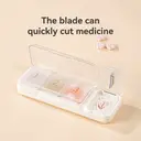 JORDAN&JUDY Small Pill Organizer Portable Mini Daily Pill Case Tablet Cutter Storage Box 1 pc White image 2