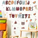 Stickers Muraux Lettres de Dessin Animé Multicolores, Décoratifs, Pelables et Amovibles, Idéals pour Salon, Chambre de Bébé et Chambre d’Enfant, Marron image 1