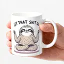 Alphynix 1 Mug blanc 33cl avec design "LÂCHE CE TRUC" méditation paresseux mindful, cadeau de Noël ou Thanksgiving humour zen,Le cadeau de la saint-valentin, cadeau d’anniversaire image 2
