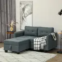 HOMCOM Convertible Modular Sectional Sofa with Storage, Tufted 2 Seater Sofa Set, L Shaped Couch with Ottoman, Wood Frame for Living Room, Dark Grey image 1