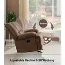 HONEYOU Oversized Rocker Recliner Chair，Overstuffed Extra Wide Rocking Recliners，Soft Big Man Manual Recliner，Extra Large Living Room Chair Up to 350 LBS，Brown image 6