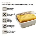 Tower Collapsible Laundry Basket with Pop-Up Design 42L, Latte image 3
