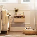 HOMCOM Lot de 2 tables de chevet murales, tables de nuit suspendues avec tiroir coulissant, compartiment ouvert, plateau, style moderne, pour chambre à coucher, 35 x 32 x 22,5 cm, chêne image 8