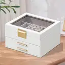 JORDAN&JUDY Multi-Layer Jewelry Box Small Earring Box Ring Storage Box Necklace Box Earring Jewelry Case - 3 Layer White image 3