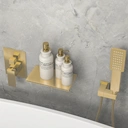 Homary Wall Mount Bath Tap Solid Brass Single Lever Handle in Brushed Gold image 5