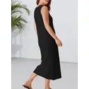 Robe de femme en crochet à manches amovibles en maille ouverte à col en V pour printemps, été, vacances et usage quotidien Noir Taille M image 2