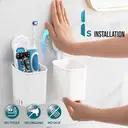 TAILI Suction Toothbrush Holder 2 Pack, Tumblers Replacement Shower Toothbrush Holder for Wall, Powerful Toothpaste Toothbrush Suction Cup, Self-draining Shower Razor Holder, Kitchen Tableware Holder image 1