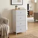 JOYFURNOS Commode en tissu pour chambre, avec 4 tiroirs, cadre en métal, blanc image 4