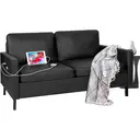 GRAVFORCE Cloud Series Canapé 2 places avec 2 ports de recharge et poche latérale, structure en bois et tissu, 143 cm - Noir image 0