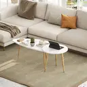 HOMCOM Coffee & Side Table Set Scandi White/Oak Effect image 3