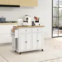 HOMCOM Kitchen Island Counter Panelled 2 Drawers 4 Doors White/Natural image 2