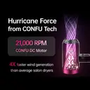 CONFU high-power hair dryer 3127 gray, 2W speed, high concentration negative ion maintenance, 1800W power, 1 nozzle image 1