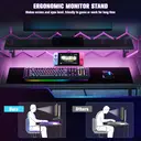 HOMCOM L Shaped Gaming Desk with LED Lights, Power Outlet, USB Charging Ports, 107cm Reversible Corner Computer Desk with Storage Shelves, Monitor Stand for Home Office, Small Space, Black image 5