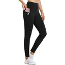 baleaf Women's Fleece Lined Leggings Thermal Water Resistant Legging High Waisted Winter Running Hiking Sports Trousers with Pockets Black L image 0