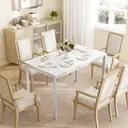 HOMCOM Table à manger extensible rectangle pour 4 à 6 personnes, table de cuisine 80-120 cm, extension coulissante facile, pieds en acier, pour petits espaces, salle à manger, salon, blanc image 6