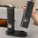 Cuisync Electric Salt and Pepper Grinder Set with Base-- Automatic Pepper Mill Grinder with LED Light, One-Hand Operation for Kitchen Gadgets(2 Pack,Black)，KYMQ-14-BS（need 4 AAA battery） image 2
