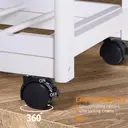 HOMCOM Rolling Kitchen Island Trolley Cart Drawer Shelves Basket Wheels W/  6 Bottle Wine Rack White image 4