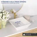 DeerValley Bathroom Vessel Sink, Ceramic Bathroom Basin Square Porcelain Countertop Basin for Bathroom, Above Counter Bathroom Sink 40 x 40 x 12cm (White) image 3