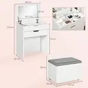 HOMCOM Dressing Table with Flip-up Mirror and Storage Stool, Vanity Table with Drawer and Hidden Compartments for Bedroom, Living Room, White image 2