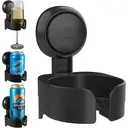 TAILI Support de verre à vin à ventouse pour douche, porte-gobelet de bain mural amovible pour bière, vin, boissons, à apprécier dans le spa, salle de bain, cuisine, etc. Noir image 0