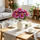 Yuejia Lot de 3 bouquets de fleurs artificielles en soie hibiscus tropical fuchsia - 45 cm image 2