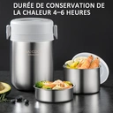Maxcook MCTG0856 Boîte repas verticale isotherme étanche en acier inoxydable 316 avec large ouverture - 1,5 L image 6