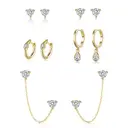 Ever Faith 5-Pair Gold Plated Earrings Set - Stud, Chain and Hoop Earrings Set image 0