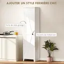 HOMCOM Armoire de Rangement sur Pieds buffet cuisine meuble de rangement pour Salle de bain Gain de Place Style Classique avec 2 étagères réglables- Hauteur 170 cm en Bois Blanc image 5