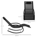 Outsunny Chaise longue à bascule rocking chair ergonomique avec tétière accoudoirs métal galvanisé textilène dim. 63l x 160P x 88H cm noir image 2