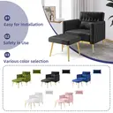 GRAVFORCE  Velvet Modern Accent Chair and Ottoman Set with 2 USB Ports, Pink Comfy Reading Chair Bedroom Living Room Chairs, Recliner Lounge Chair, Adjustable Backrest and Pillow, Pink (Pink) image 6