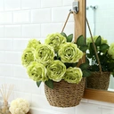 Yuejia Décoration bouquet de roses artificielles en soie 48 cm - Vert image 4