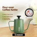STARESSO Pour Over Kettle for Manual Drip Coffee and Tea with Thermometer, 17oz Gooseneck Kettle with Flow Control & Scale Lines ,Stainless Steel Water Kettle for Stovetop,500ml, Green, 1Pack, K6 image 2