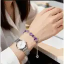 VoxorAI L8 Bracelet en cristal de roche violet naturel artisanal - Violet cristal image 1