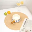 Polyester outer layer with two layers of three-strand placemats Khaki，Round 38cm Placemats Set of 6 Braided Woven Placemats Washbale Table Placemats Round Heat Resistant Table Mats for Kitchen Dining Table Home Restaurant image 2