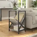 HOMCOM Table d'appoint étroite, bout de canapé avec rangement à 3 niveaux, porte-revues en V, cadre en acier, table basse industrielle pour salon, chambre, 40 x 30 x 61 cm, gris foncé image 8