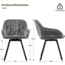 CLIPOP 360° Swivel Dining Chair Velvet Upholstered Desk Chairs without Wheels Ergonomic Office Chair with Arms and Metal Legs for Home Study 0197-s deep grey 54.5*46*80 cm image 7