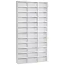 HOMCOM Rangements pour CD et DVD, étagère rangement, capacité max. 1116 CD/528 DVD, 36 compartiments et étagères réglables, pour bureau, salon, chambre, 102 x 23,5 x 195 cm, blanc image 0