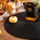 White Label BL Pearl PP Single-Color Placemat Black，Set of 6 Round Braided Placemats Table Mats for Dining Tables Washable Non-Slip Place Mats 15 inch for Home Decoration image 2